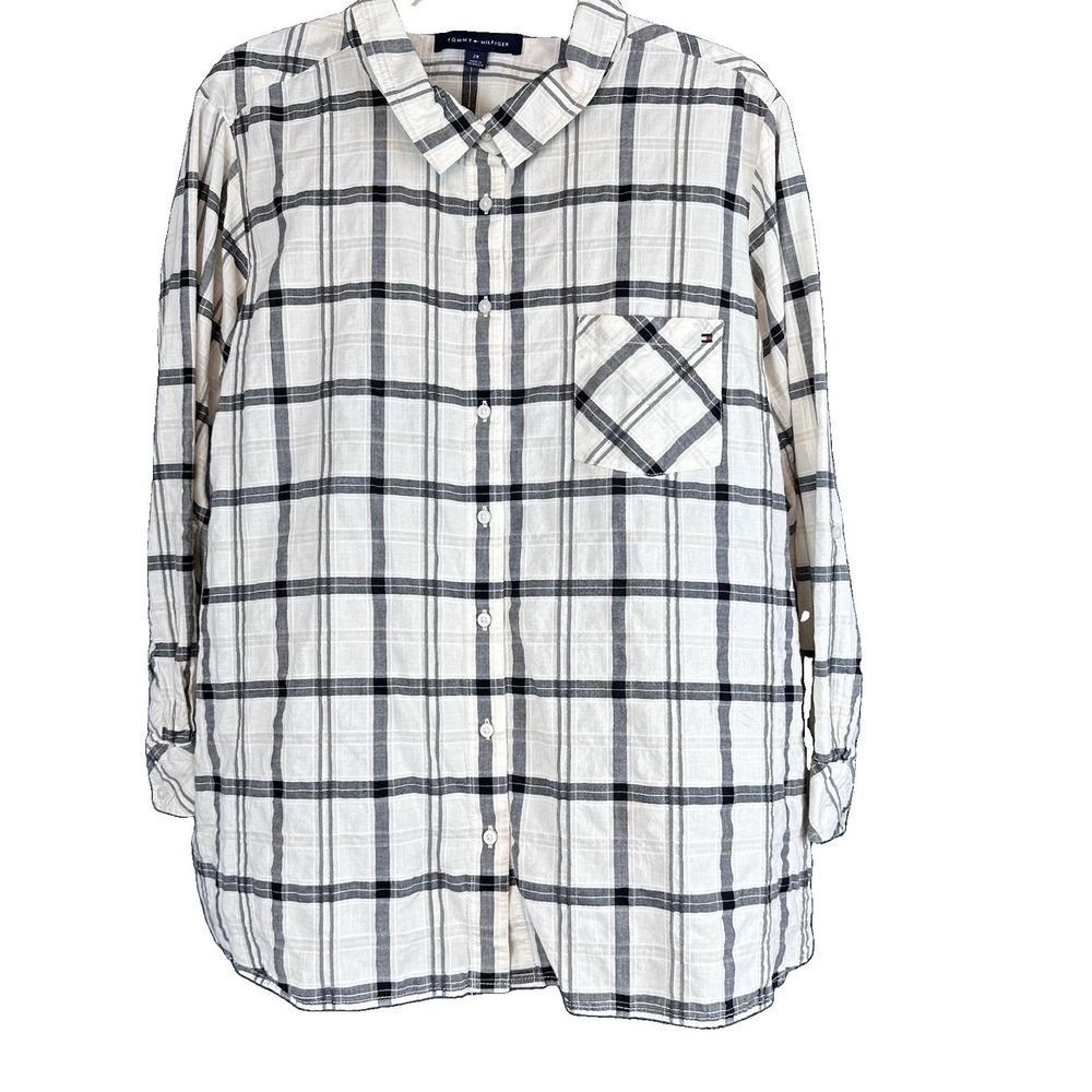 Tommy Hilfiger Women's Long Sleeve Plaid Shirt Size 2X